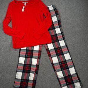 Victoria's Secret Red Flannel Pajamas Set Women's Small Holidays Christmas New